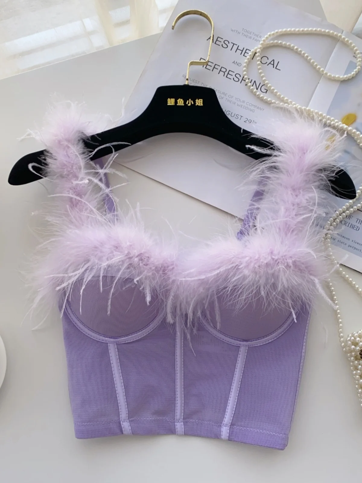 

Trendy Fibone ort Crop Top Women's Svel Vest High-End Feeling Faux Fur Patchwork Bridesmaid Commute Sle Faion