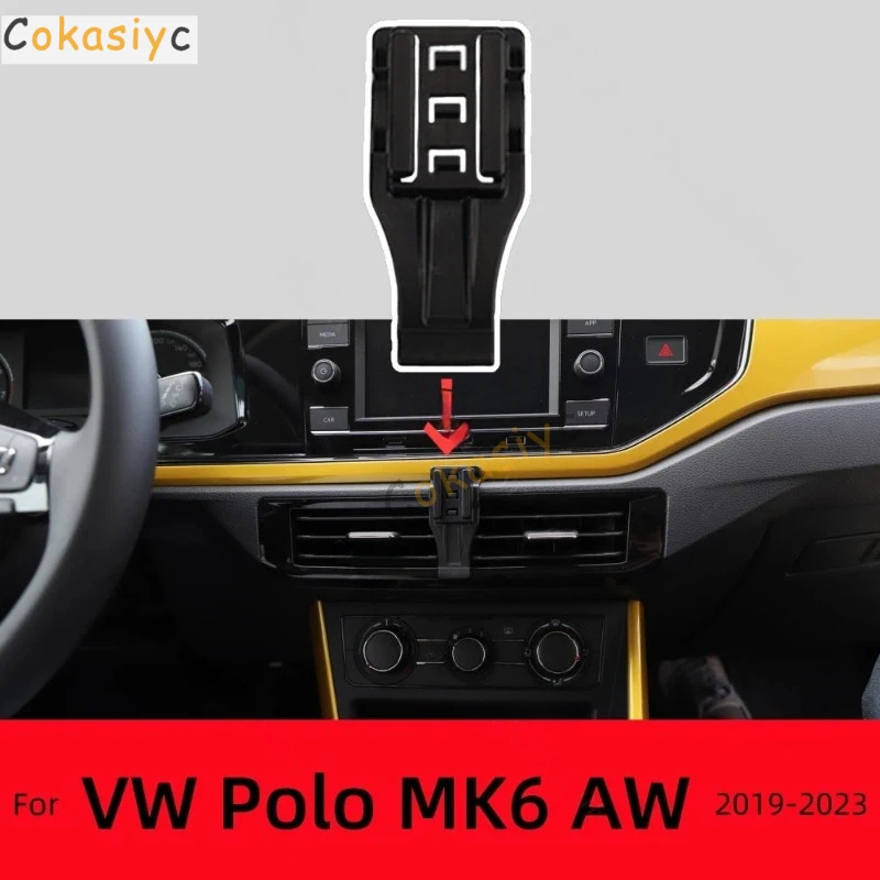 For Volkswagen VW Polo MK6 AW 2019-2023 2020 Car Phone Holder Special Fixed Bracket Base 15W Wireless Charging Cars Accessories
