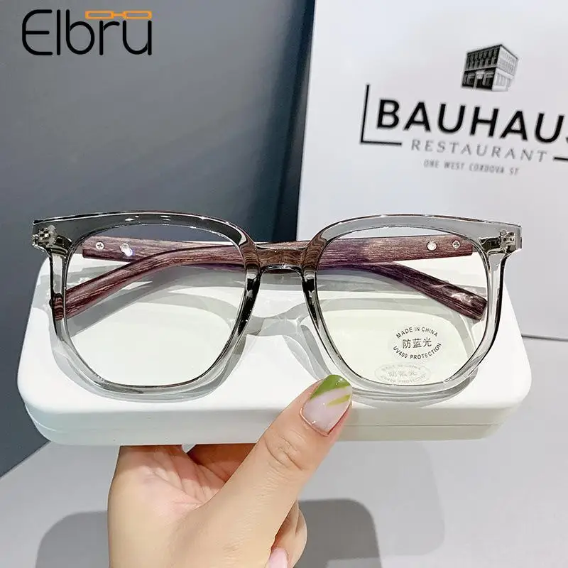 

Elbru Clear Anti Blue Light Reading Glasses Vintage Imitation Wood Grain Presbyopia Eyeglasses Women Men Reading Optical Eyewear