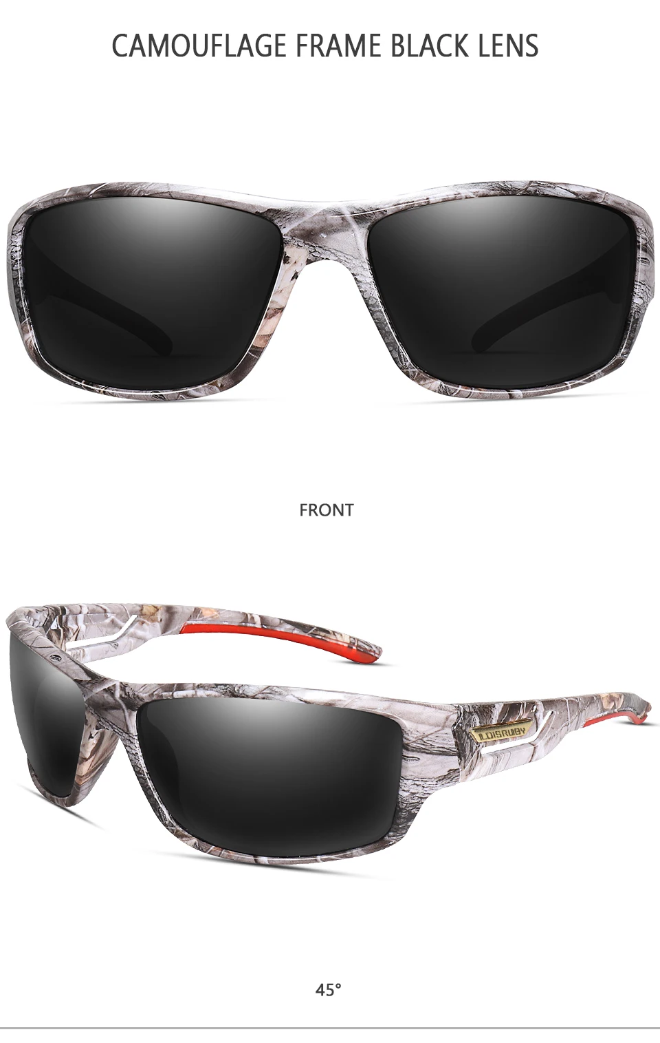 LOISRUBY Polarisierte Radfahren Sonnenbrille Camouflage Fahren Outdoor Sport Angeln Laufen Brille UV400 Tacakle Brillen – Detail 8