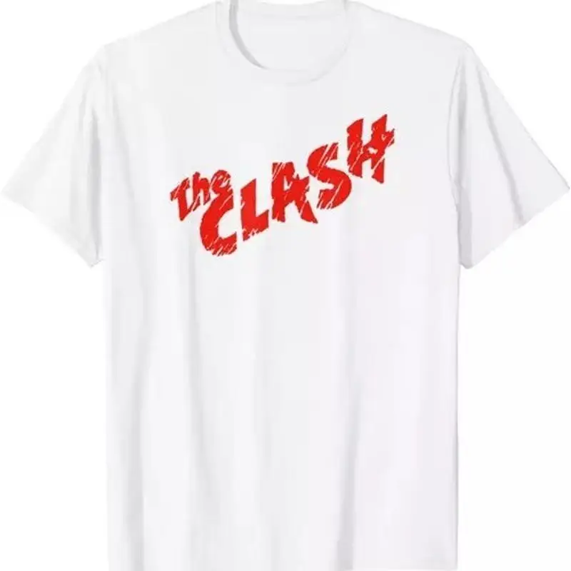 

The Clash Scratched Red Logo White T Shirt