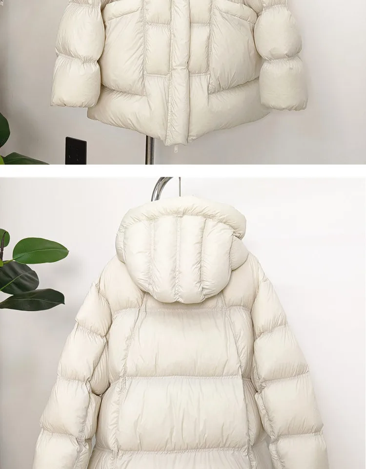 2026 New Winter Warm Hooded Thick White Duck Down Leisure Women Down Jacket Solid Color Coat Parker Loose Women Down Jacket H439