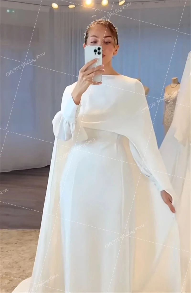 Elegantes vestidos de casamento muçulmanos, mangas compridas, vestido formal de noiva, vestido de noite para noiva, 2021