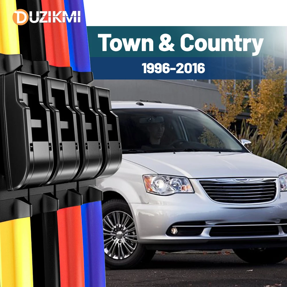 

For Chrysler Town Country 1996-2016 2008 2009 2010 2011 2013 2014 2015 2pcs Front Windshield Windscreen Wiper Blades Red Blue
