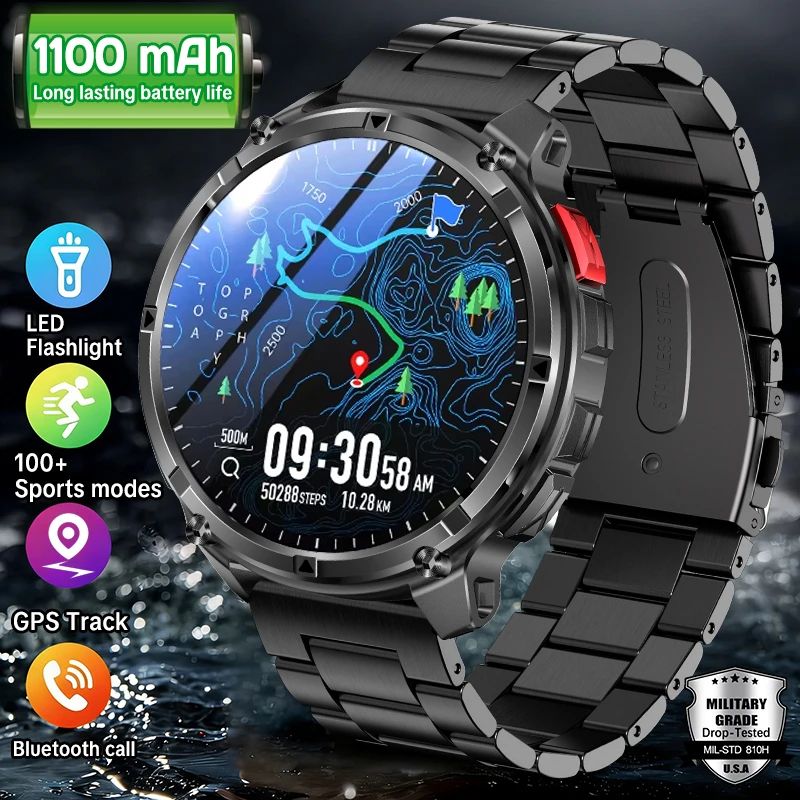 

Новые умные часы T-Rex3 Ultra с аккумулятором 1100 мАч, GPS-трекером, компасом, водонепроницаемостью IP68, для активного отдыха, спорта, военных задач, с фонариком