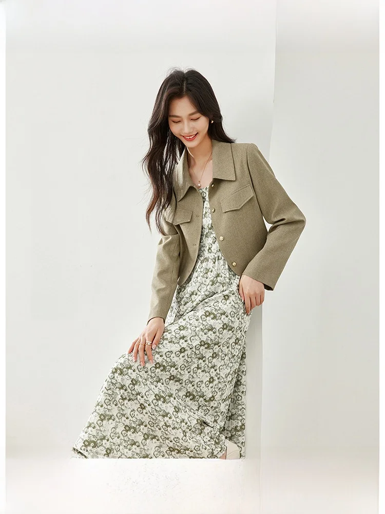 

ort Printed Crop Top And Skirt Set Women's Faion Spring Outfit Two-Piece Ensemble Floral Patterned Dr with Strap