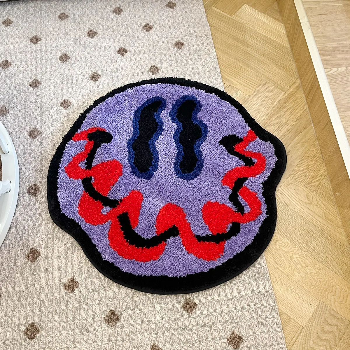 Tufted Trippy Smiling Face Rug Handmade Carpet Custom Rug for Home Decoration or Gift 100% Tufted Rug