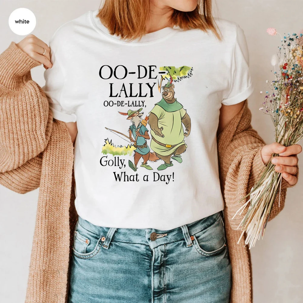 

Robin T-shirt Little John Oo-De-Lally Shirts Funny Carton Graphic Tee Golly What A Day Tshirts Cute Family Trip Tops Streetwear