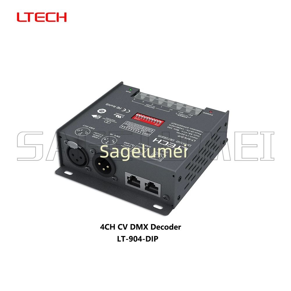 DC12-24V DMX/RDM 3/4/5CH 8/16bit DMX512 Digitale Display XLR3pin RJ45 PWM Decoder Voor LED RGB/RGBW/RGBWY LT-903/904/905 DIP
