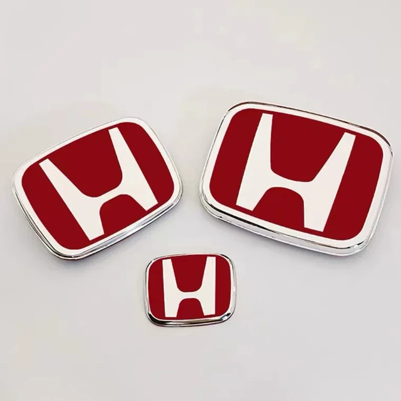 Car Steering Wheel Emblem H-Sticker For Honda Civic Accord City CRV Jade Fit Odyssey Hybrid Red Black Blue Interior Modification