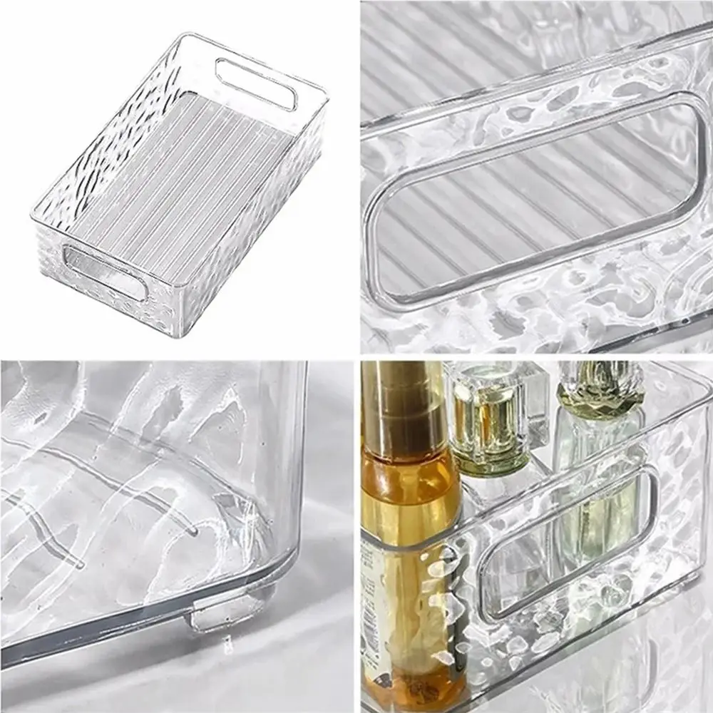 Large Capacity Desktop Storage Basket Transparent Glacier Texture Cosmetic Storage Box Stackable Snack Sundries Organizer