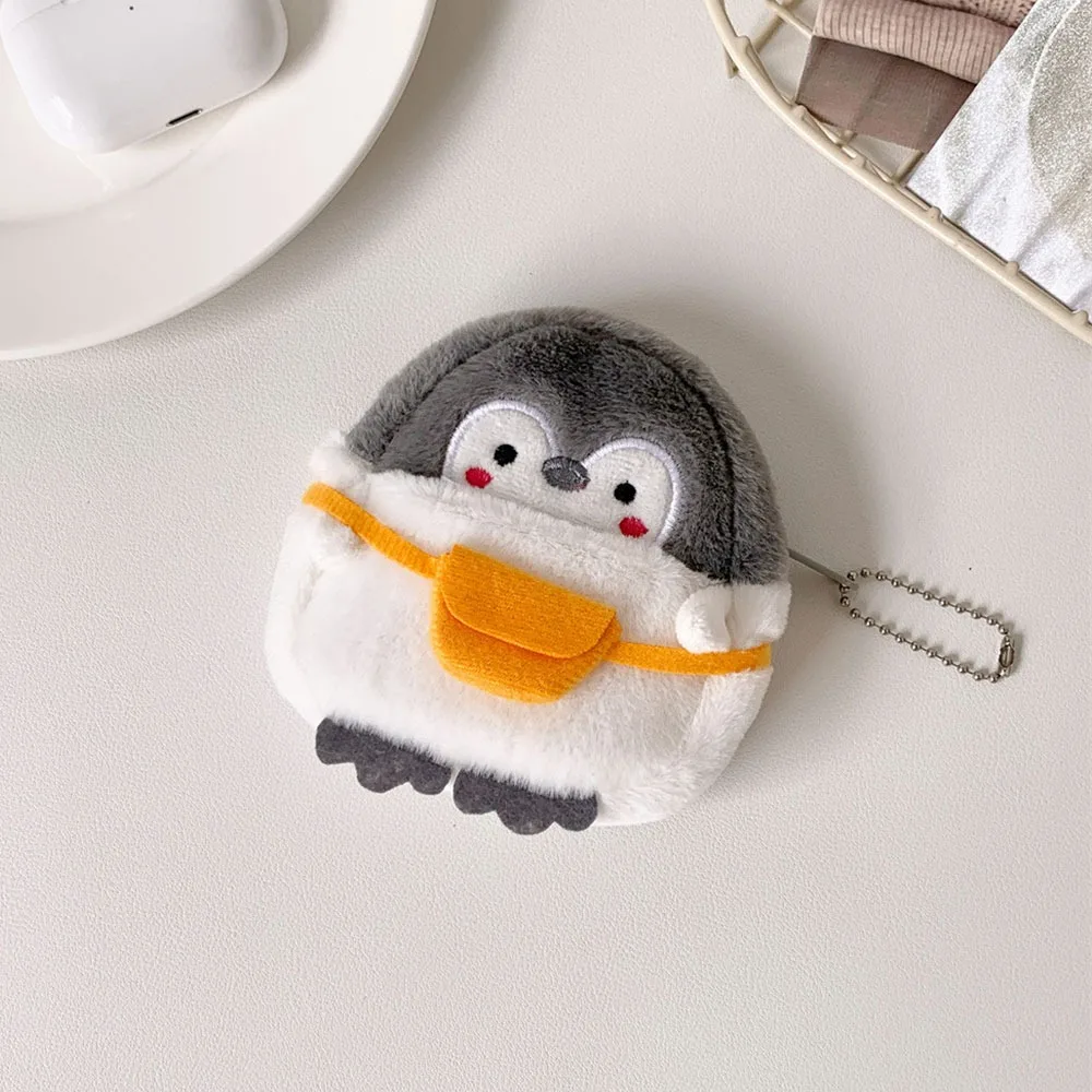 Fun Cartoon Penguin Women Girls Coin Purse Kawaii Cute Earphone Organizer Bag Plush Lipstick Pouch