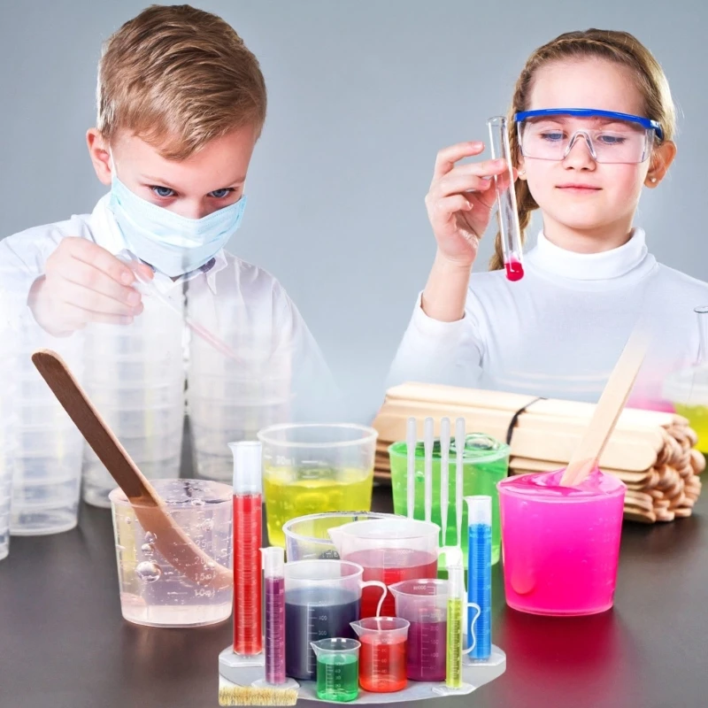 11Pcs Graduated Cylinders, Beakers and Pipettes Set For School Science Labs, Cylinders, Beakers Pipettes Set With Brush