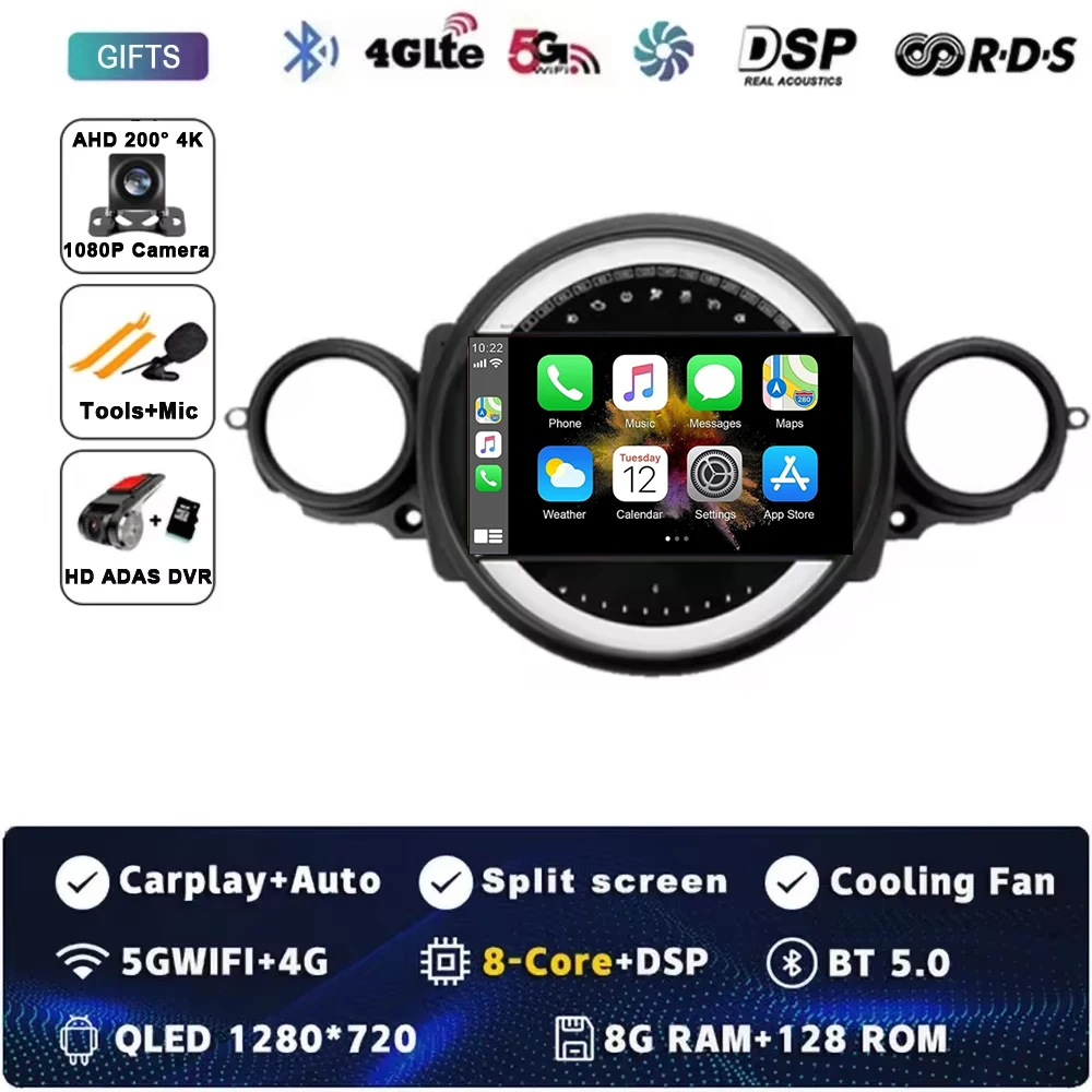 Android 15 Voor BMW MINI COOPER R56 R60 2007-2014 2 K QLED Android Autoradio Multimedia stereo Speler AI Voice CarPlay Head Unit