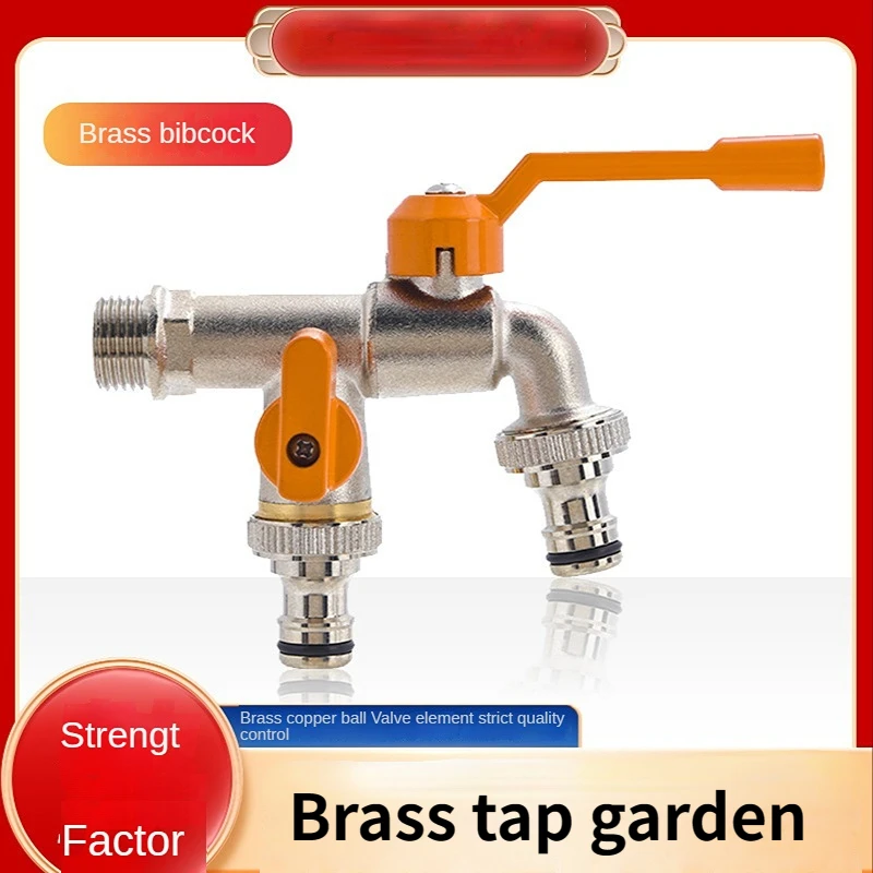 

Brass Faucet Garden Outdoor Balcony Mop Pool One In Two Out Household Double Hole Water Nozzle Garden Faucet