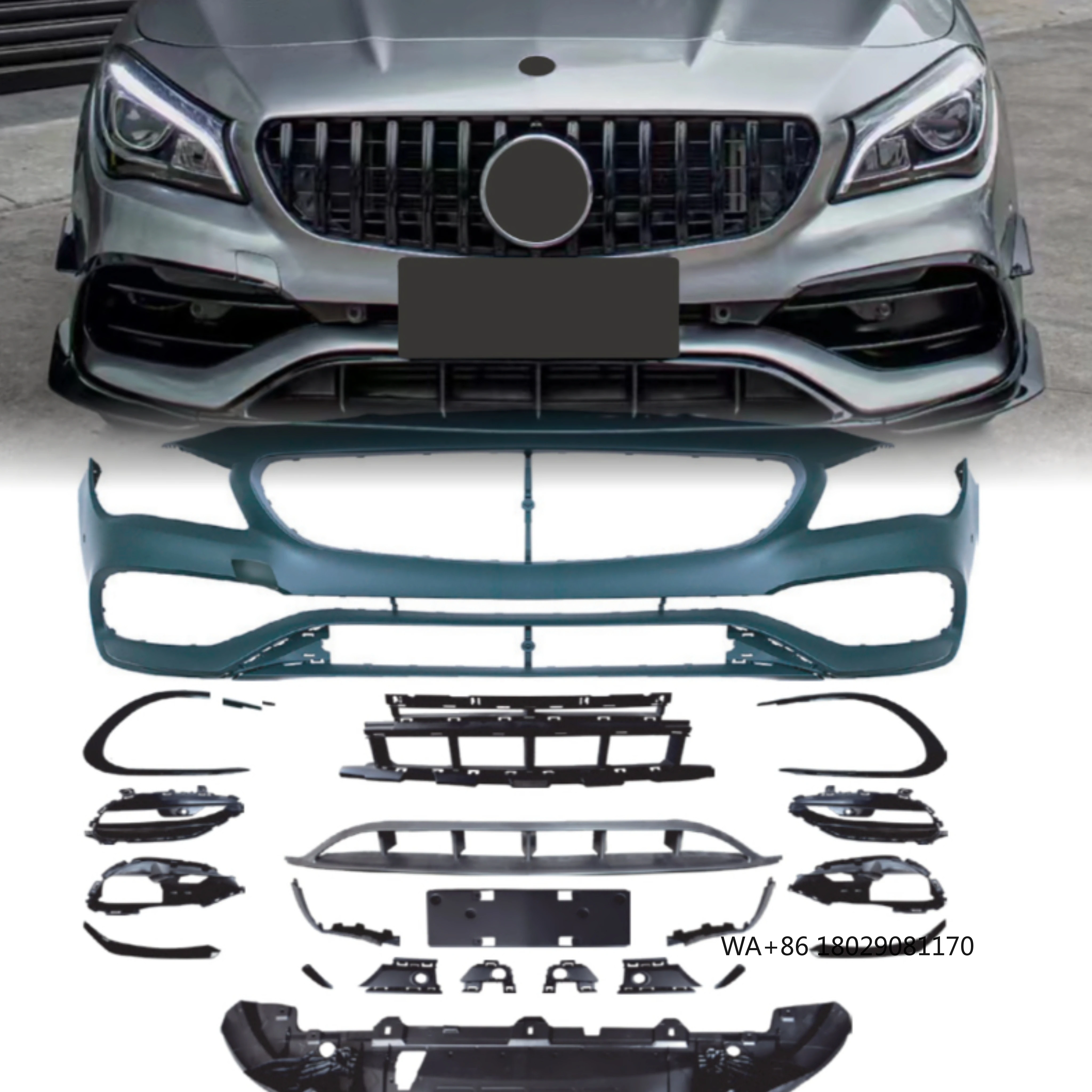 

A45 TI Style Bodykit for Mercedes-Benz A-Class W177 Auto Part Front Bumper Grille Exhaust Tip Rear Spoiler Car Bumpers