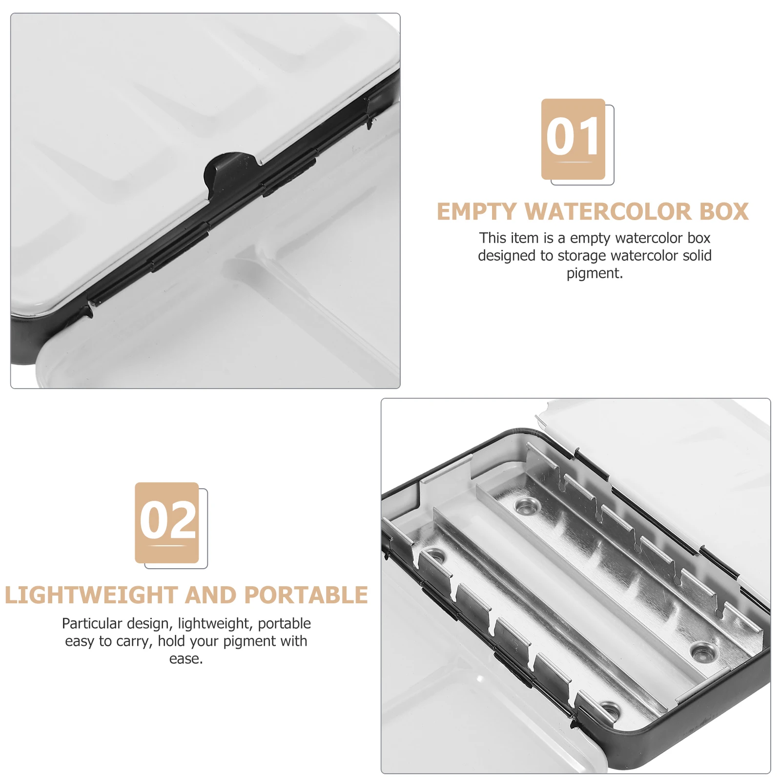 

Empty Watercolor Palette Metal Tin Storage Box for Paint Portable Travel Pigment Case Lightweight Artists Students
