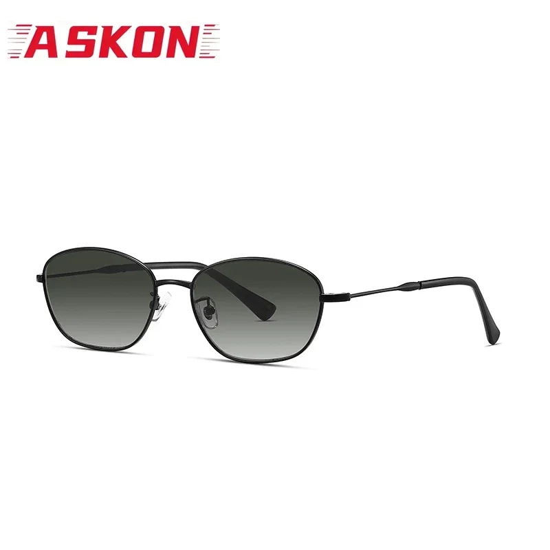ASKON Gradient Metal Sunglasses Women Oval Frame High-end UV400 Popular Eyeglasses Woman Travel Outdooor Eyewear Man Retro 147mm