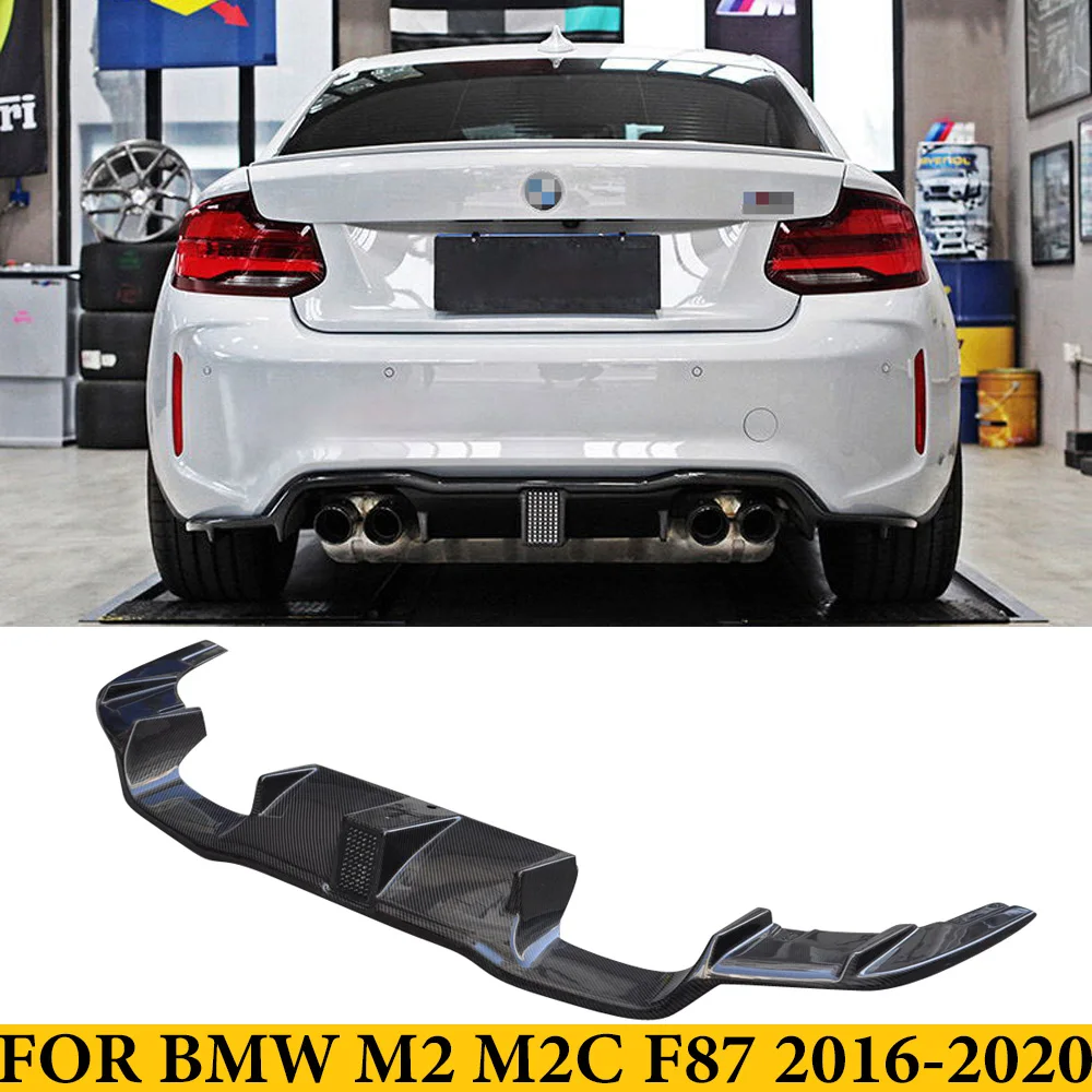 For BMW 2 Series F87 M2 M2C 2016-2020 Carbon Fiber Rear Lip Bumper Diffuser With LED Light Car Styling