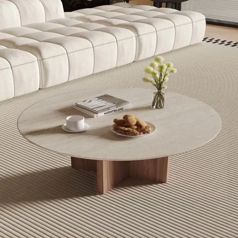 wabi sabi wind round solid wood low table minimalist French Internet celebrity bed and breakfast coffee table coffee table