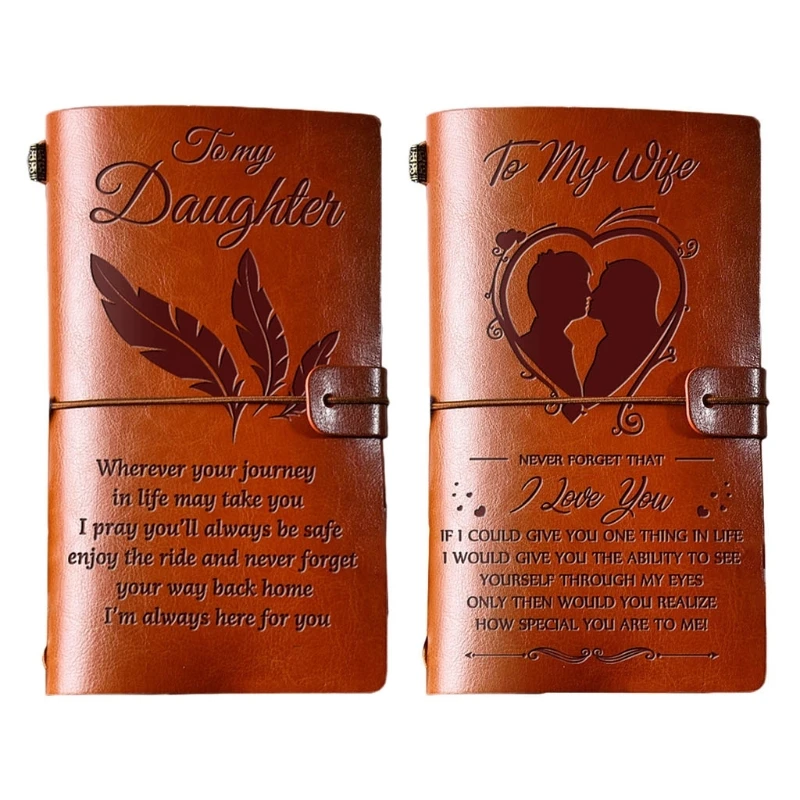 Elegant Handcrafted Diary Notebook Engraved Leather Journal Message Note Book to My Daughter /to My Wife Handwriting Pocketbook