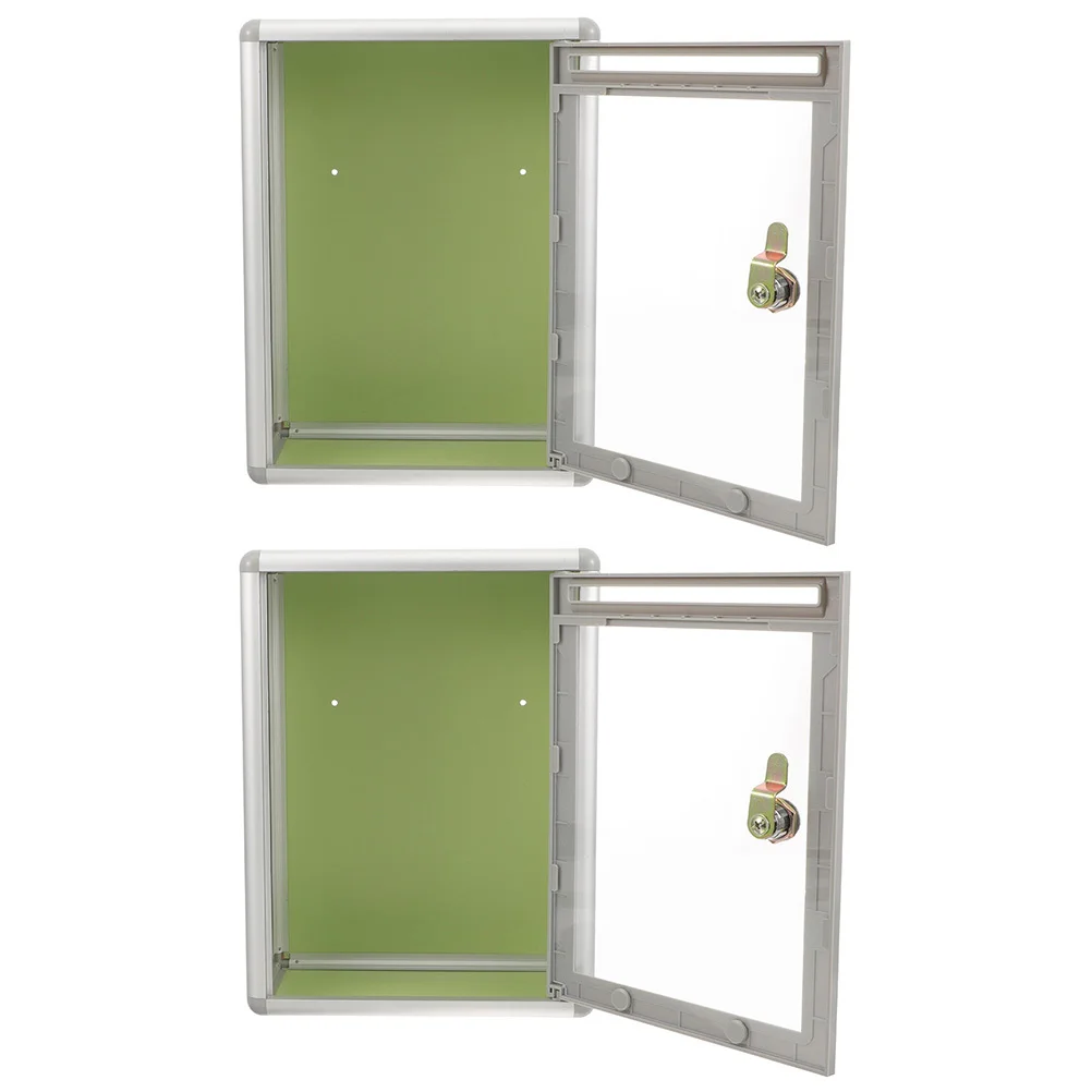 2Pcs Transparent Wall Mailbox Metal Lockable Post Box for Office Home Suggestion Ballot Letter Collection Box Wall Mailbox