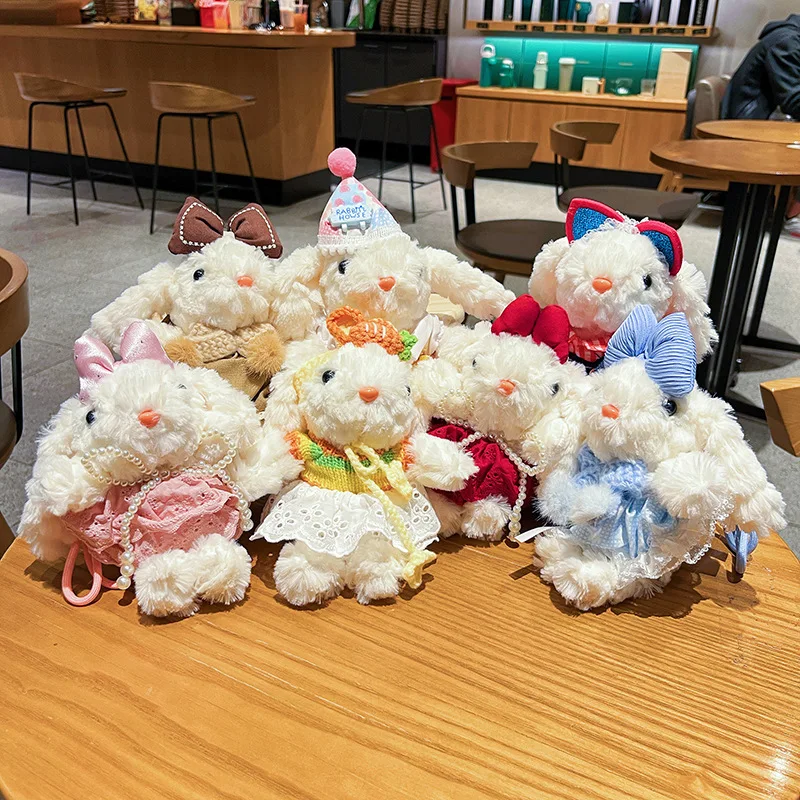 LLavero de conejito de orejas largas de dibujos animados creativo, juguete de peluche, falda de princesa, disfraz, bolso de conejo cambiable, regalo bonito para estudiantes y niños