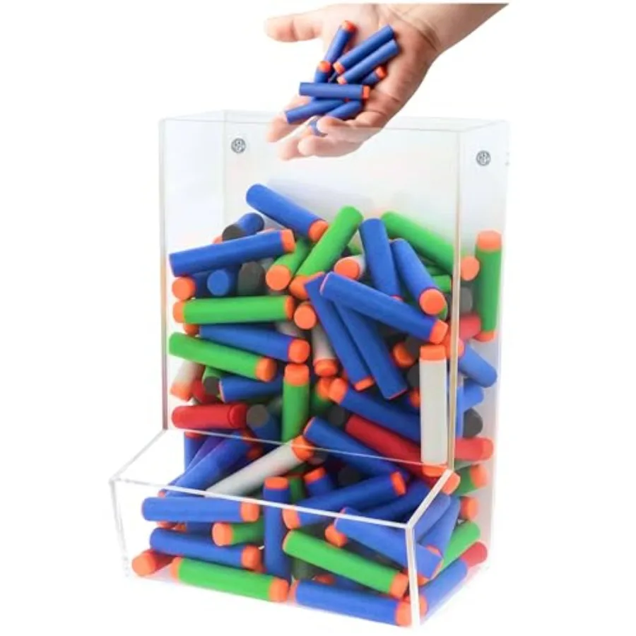

Одинарный акриловый диспенсер для игрушек - Прозрачный контейнер для хранения строительных блоков и пенопластовых бластеров большой вместимости - Настенный или настольный органайзер