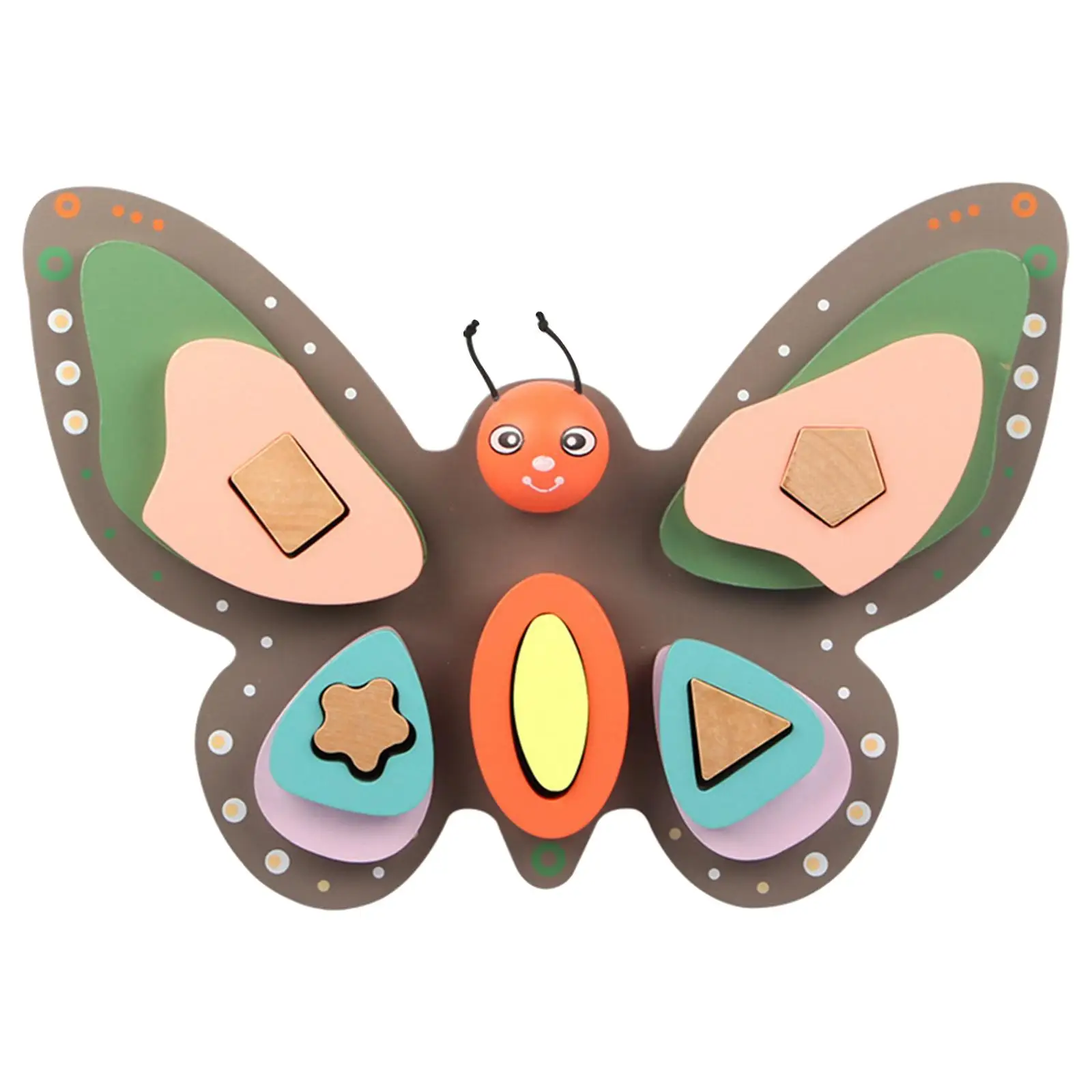 Wooden Shape Matching Game for Kids 3+ Bright Colors Geometric Puzzle Educational Toy Butterfly Pairing Blocks Brain Teaser Fine