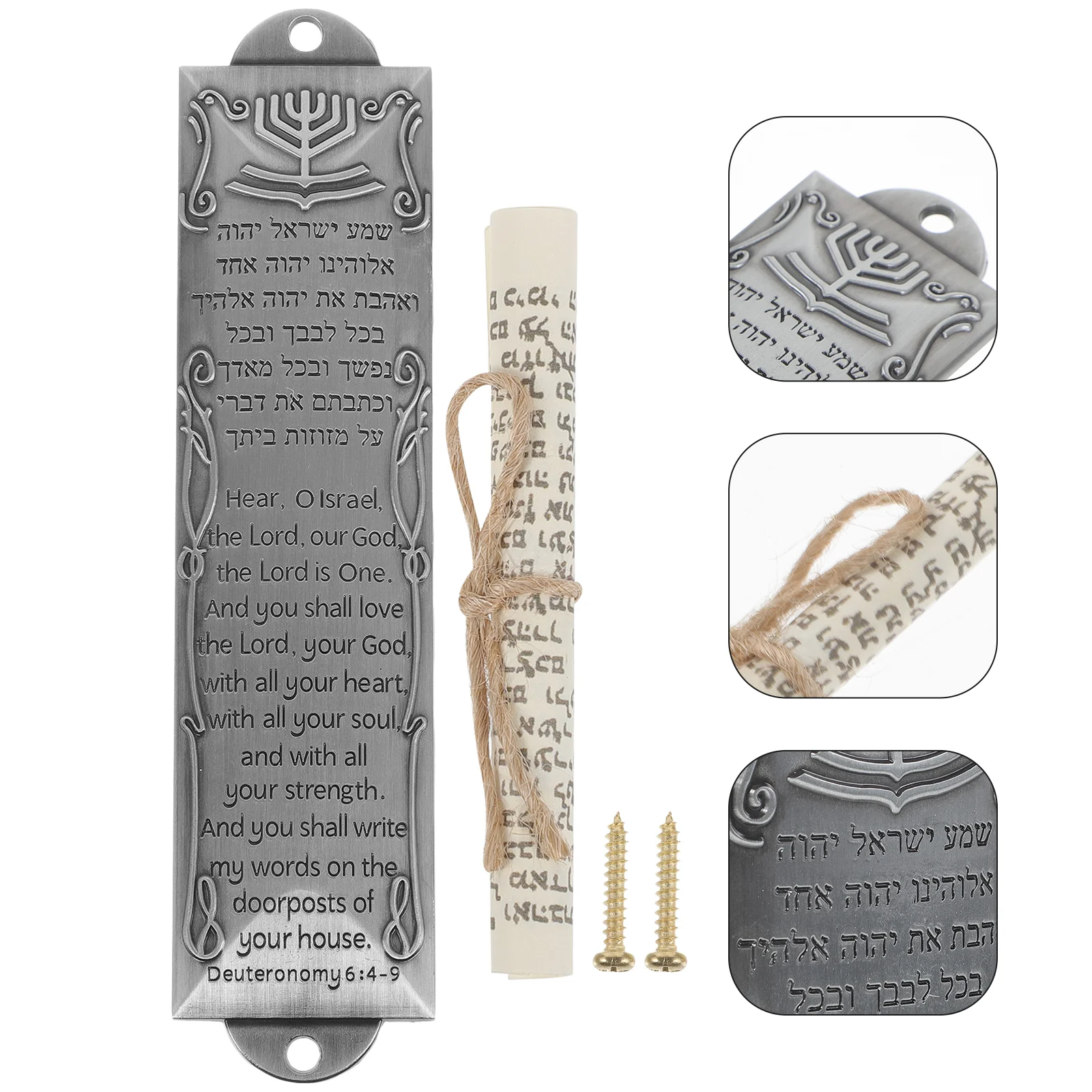 Decor Religious Holy Scroll Quinceanera Gifts Mezuzah Decoration Hebrew Shin Classic Case Metal Retro