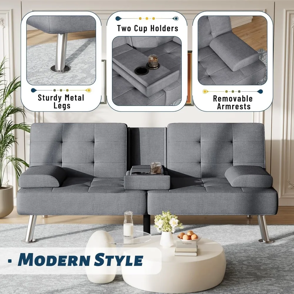 أريكة سرير فوتون قابلة للتعديل مع حامل أكواب لغرف المعيشة والمكاتب #6