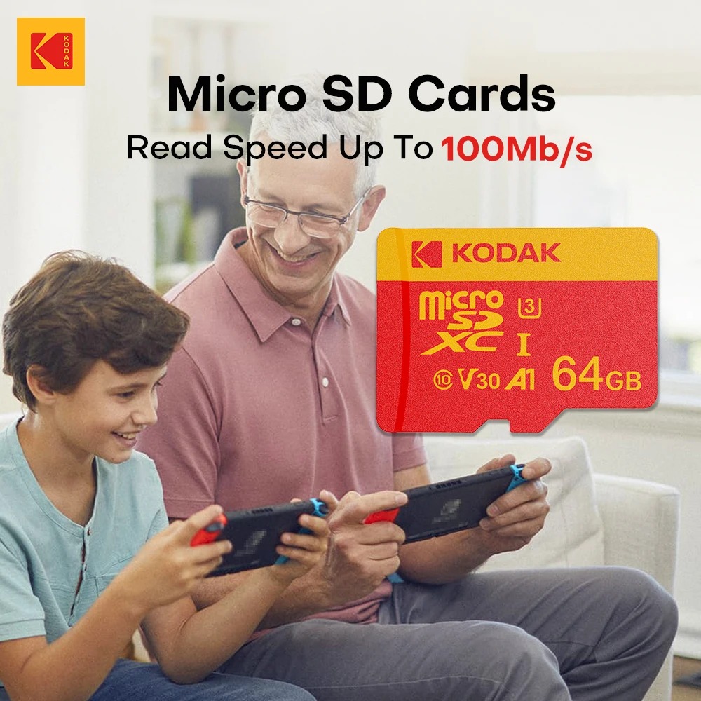 KODAK 32 ГБ 64 ГБ Карта флэш-памяти Карта Micro SD с адаптером 128 ГБ 256 ГБ C10 TF SDXC U3 V30 4K Карта памяти Micro SD для камеры