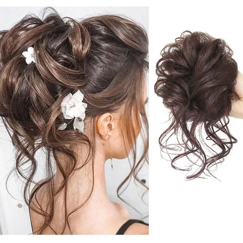 

Synthetic Messy Bun Hairpiece Tousled Updo Hair Buns Extension Elastic Hair Pieces Curly Hair Bun Scrunchie for Women