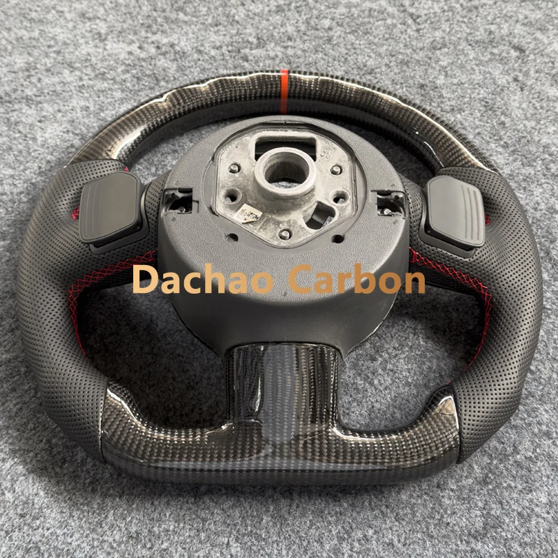 Glossy Real Carbon Fiber Steering Wheel For Audi R8 TTS TT RS MK2 2008-2013 High Quality Custom Style