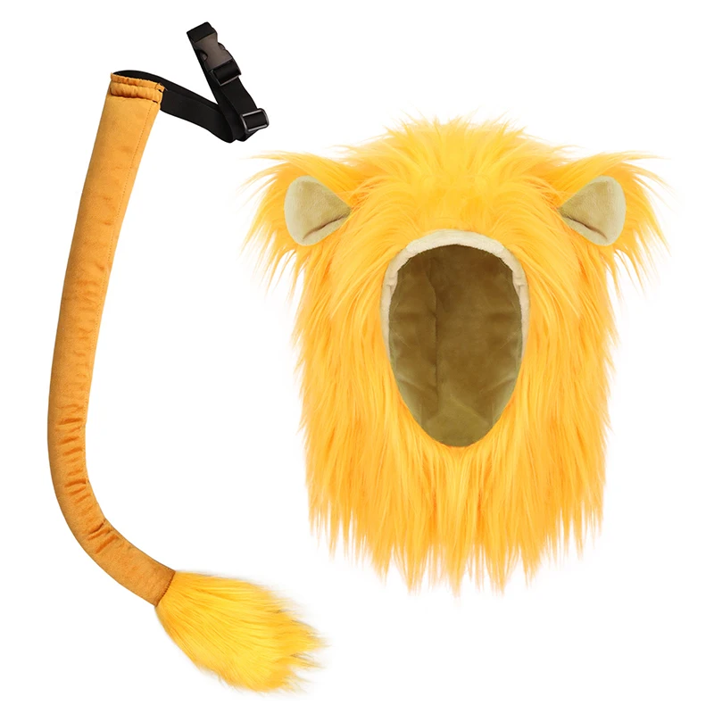 Erwachsene Herren König des Dschungels Löwe Halloween Fancy Dress Up Furry Lion Hood Halloween Kostüm Hut