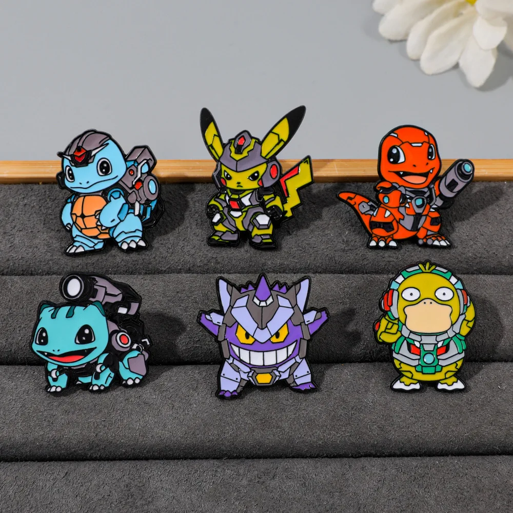 Cyberpunk Armor Starter Enamel Brooch Pack Robot Suit Q Character Lapel Pin Backpack Decor Badge Collection