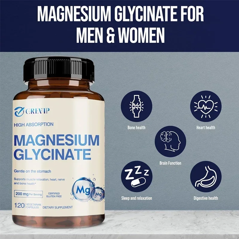 Magnesium Glycinate 200mg - Helps Relax The Body and Supports Bone and Heart Health