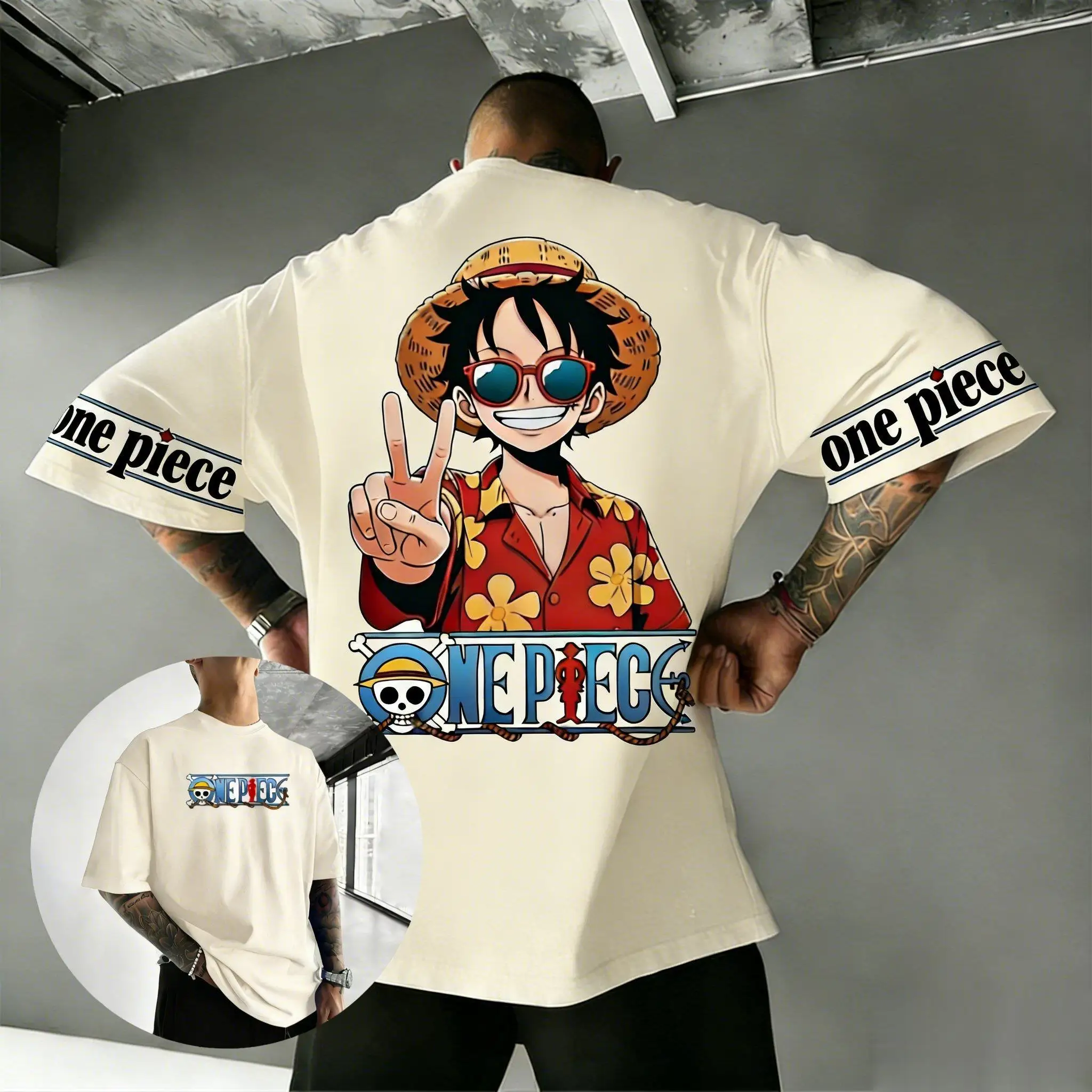 2026 Estate Y2k Oversize One Piece Rufy Graphic T Shirt Uomo Donna Cotone Manica corta Tee Anime Streetwear Casual Magliette e camicette Unisex