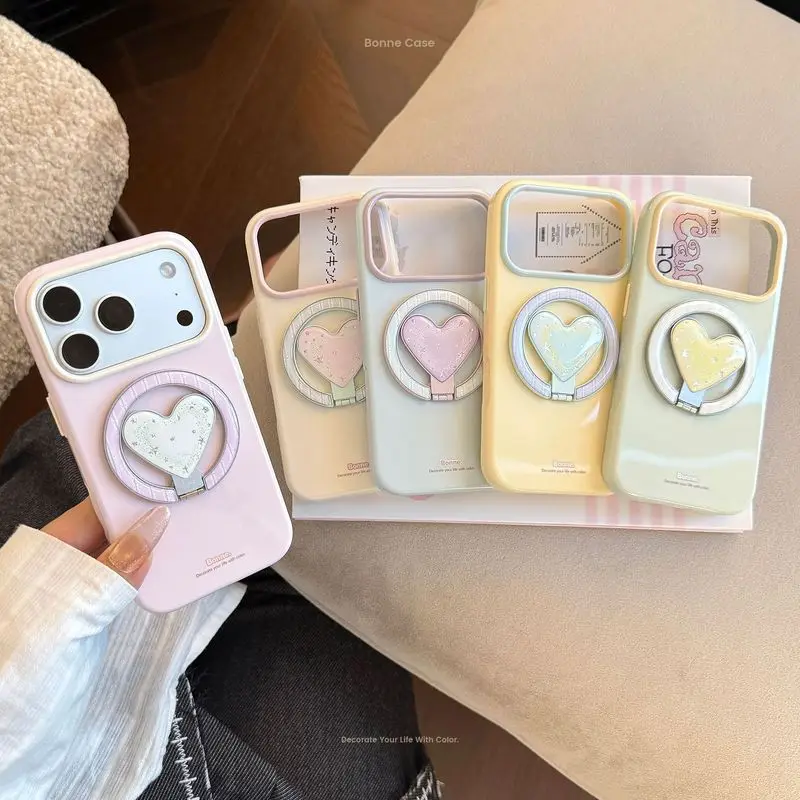 Colorful Gold Foil Double Layer Magnetic Phone Case PC+TPU with Kickstand Shockproof Anti-drop Cover for iPhone 17 Pro Max