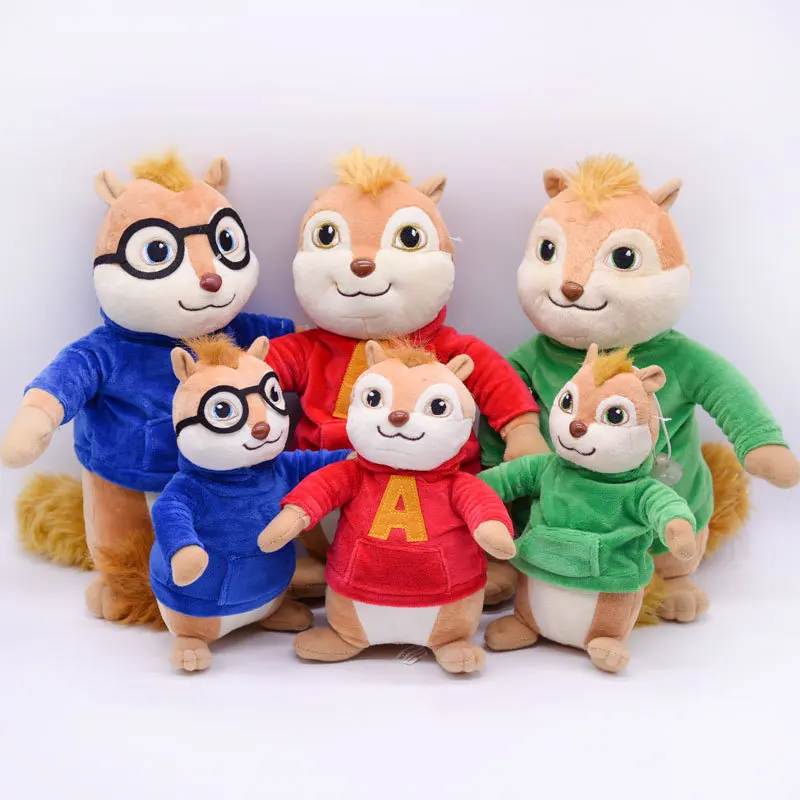 3pcs Movie Toys Alvin and the Chipmunks Simon Theodore Plush Doll CuteSquirrel Cartoon Animal Soft Stuffed for Kid Gift 22cm