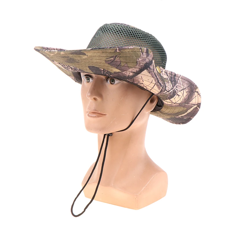 1PC Breathable UPF 50+ Hiking Beach Foldable UV Protection Fishing Summer Safari Sun Cap Adjustable Hollow Bucket Hat For Men