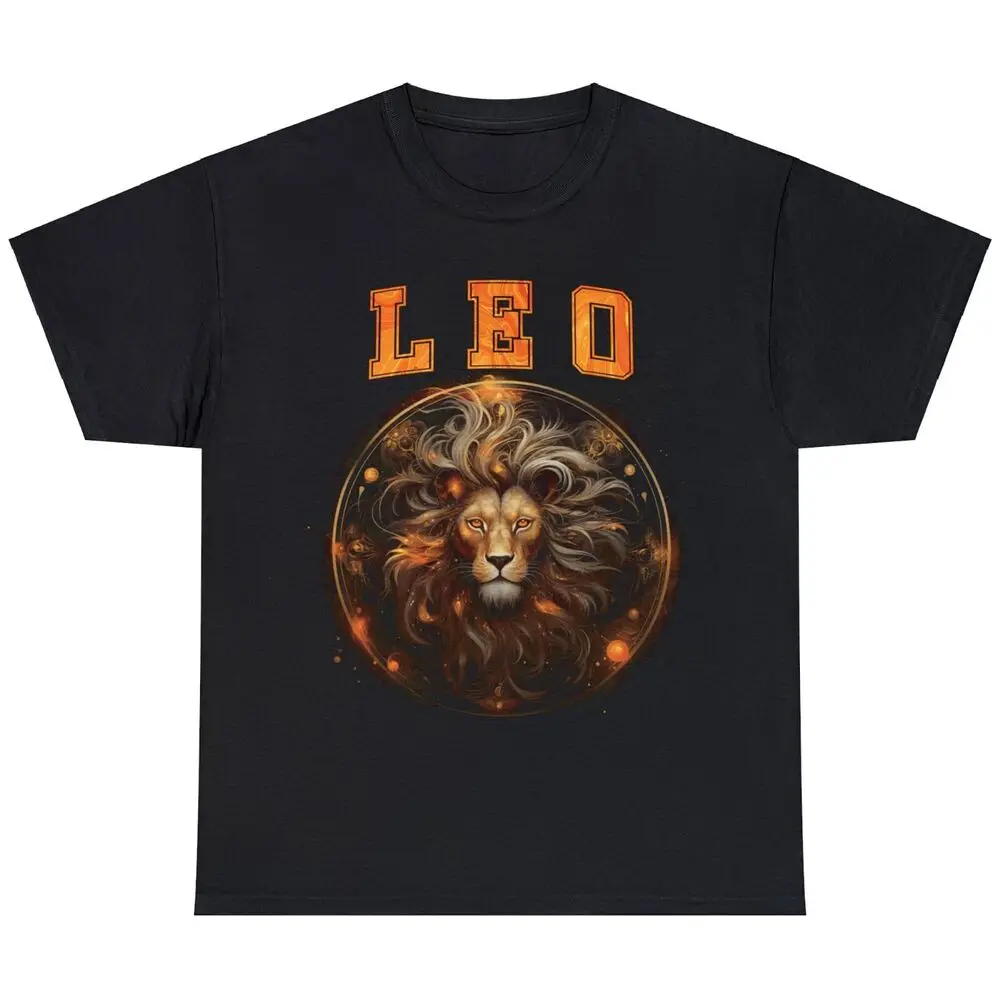 Leo Horoscope Lion Gift Idea, Birthday Gift Unisex T Shirt  Cotton Luxury brand vintage oversized