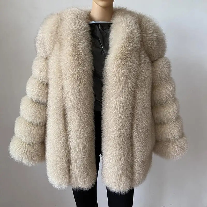 BEIZIRU Cappotto invernale da donna in vera pelliccia di volpe Calda moda naturale Nuova giacca da ragazza alla moda con maniche lunghe in stile lusso
