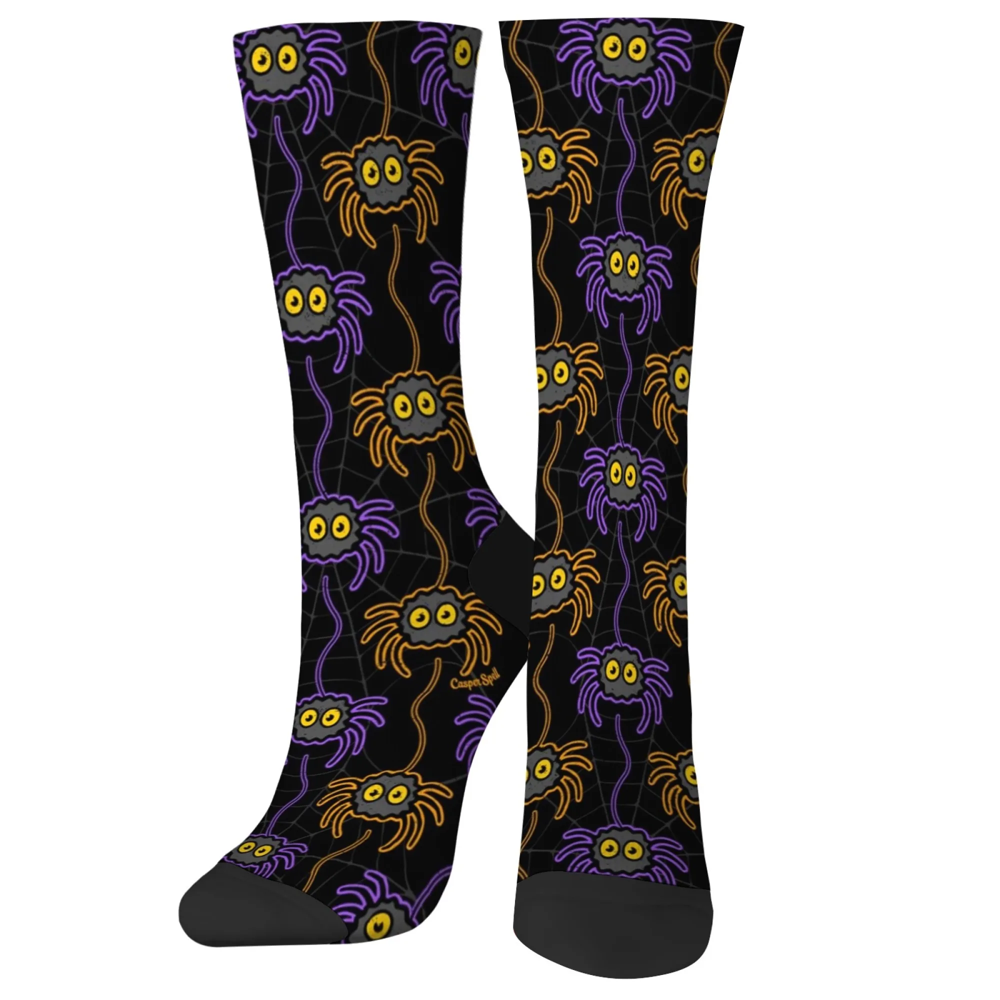 Harajuku Retro Spider Print Herrensocken, bequem, atmungsaktiv, rutschfest, Freizeitsocken, Neuheit, Straße, Hip-Hop, Crew-Socken, lustiges Geschenk