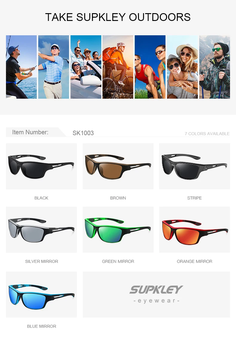 Supkley Männer polarisierte bunte Sonnenbrille Mode Sport Sonnenbrille uv400 Männer Frauen Bergsteiger brille – Detail 5