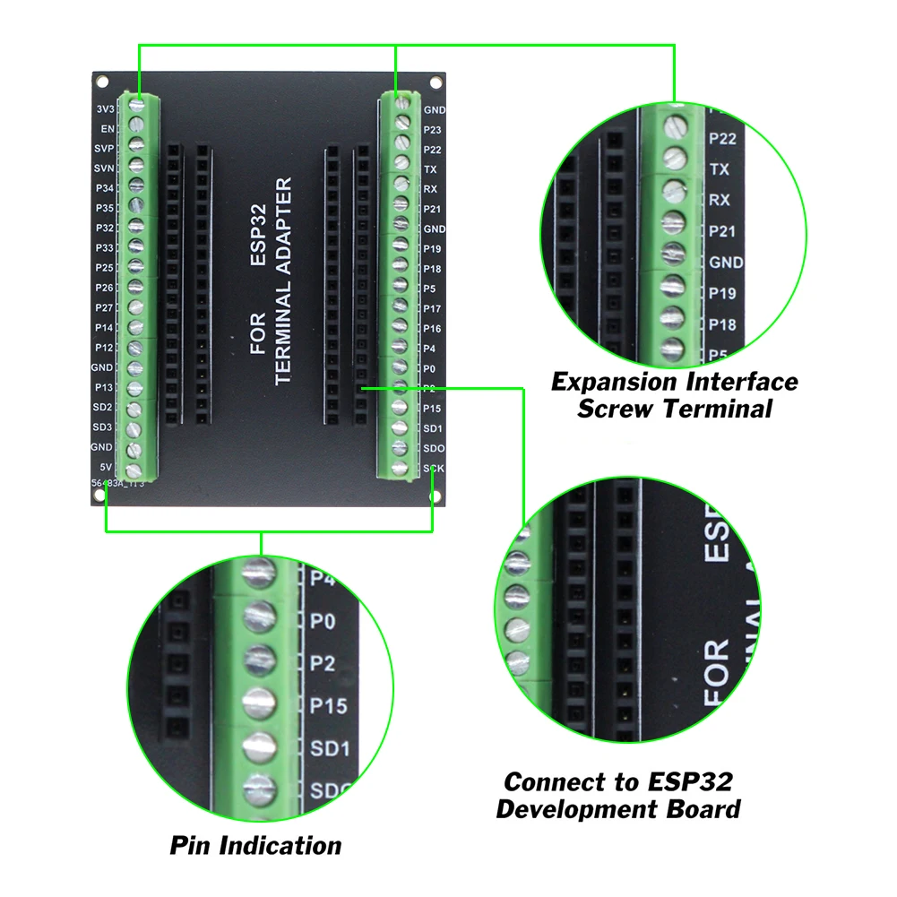 ESP32 Expansion Board MICRO USB Interface NodeMCU-32S Lua 38Pin Low Power Consumption GPIO Expansion Board Bluetooth-compatible