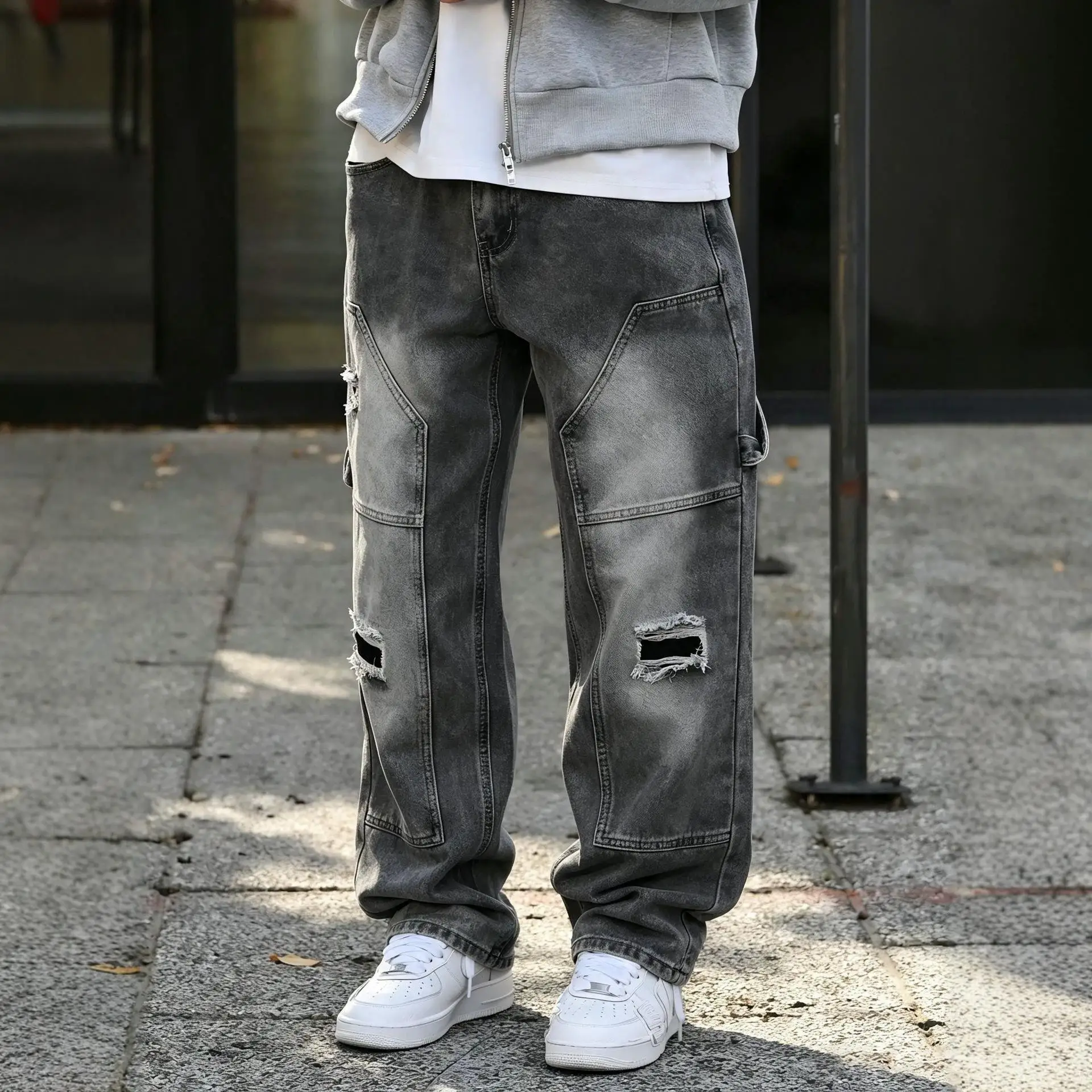 2026 New Men's American-Style Ripped Trendy Jeans, Versatile and Stylish Casual Work Pants
