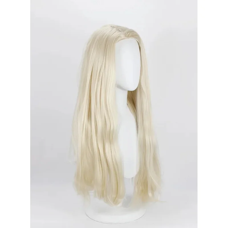 Lucius Malfoy Cosplay peluca rubia pelo largo ondulado disfraz Beige tt9]