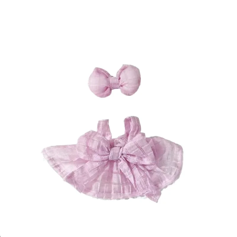 

7 Colors Bow Sequined Gauze Dress Clothing For 17cm Labubu Doll Outfit Accessories Kids Gift Dress Up Animal Accessories