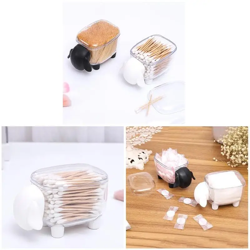 Storage Box Case Organizer Little Sheep Shape For Home Office Cotton Swab Toothpick